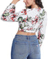 GUESS Long-Sleeve Karlotta Top V-neck White floral Size XS